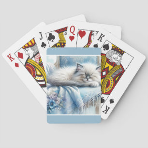 Schlafendes Kätzchen Blau Cottagecore Traum Spielkarten