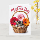 Schlafendes Kätzchen Blumen Muttertagskarte Karte (Gelbe Blume)