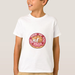 Schlafendes Kätzchen-Donut-Nickerchen-Kinder T-Shirt