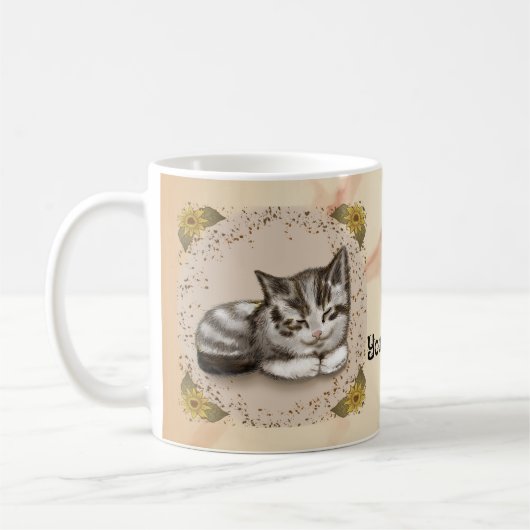 Schlafendes Kätzchen Kaffeetasse (Links)