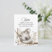 Schlafendes Koala-Junges Postkarte (Stehend Vorderseite)