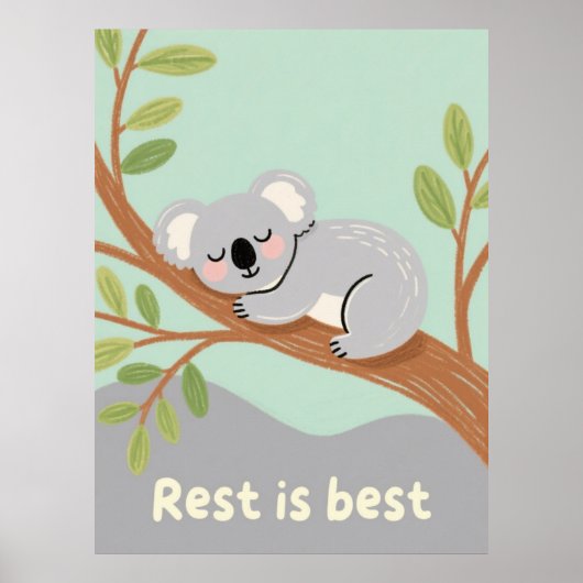 Schlafendes Koala-Kinderzimmer-Kunstwerk Poster (Vorne)