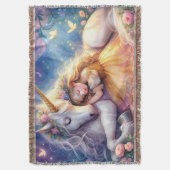 Schlafendes Mädchen Einhorn Traumlandschaft Decke (Vorderseite Vertikal)