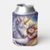 Schlafendes Mädchen Einhorn Traumlandschaft Dosenkühler (Kanne Vorderseite)