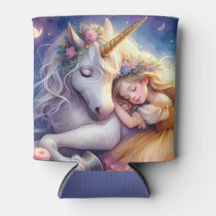 Schlafendes Mädchen Einhorn Traumlandschaft Dosenkühler