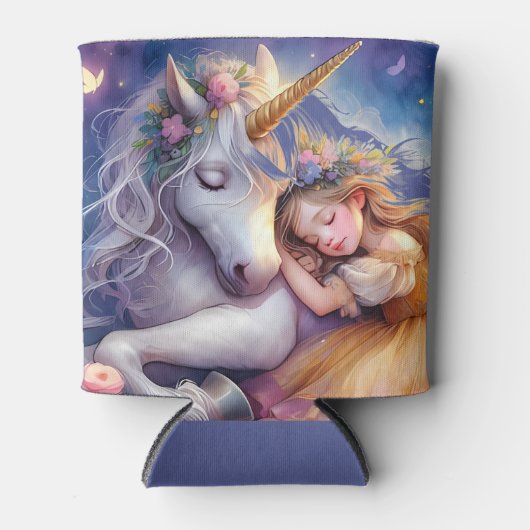 Schlafendes Mädchen Einhorn Traumlandschaft Dosenkühler (Vorderseite)