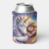 Schlafendes Mädchen Einhorn Traumlandschaft Dosenkühler (Kanne Rückseite)