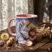 Schlafendes Mädchen Einhorn Traumlandschaft Kaffeetasse