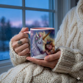 Schlafendes Mädchen Einhorn Traumlandschaft Kaffeetasse