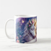 Schlafendes Mädchen Einhorn Traumlandschaft Kaffeetasse (Links)