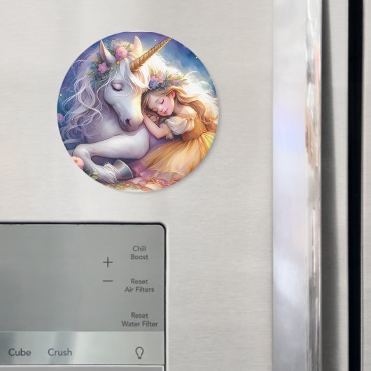 Schlafendes Mädchen Einhorn Traumlandschaft Magnet (In Situ (Kühlschrank))
