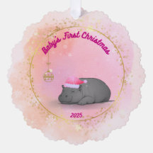 Schlafendes Nilpferdbaby - Papierornament