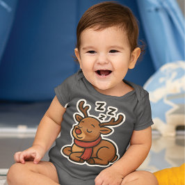 Schlafendes Rentier mit Schal Baby Strampler