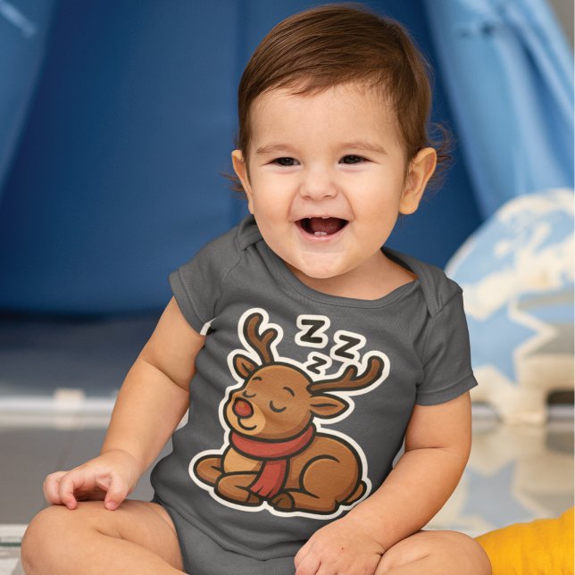 Schlafendes Rentier mit Schal Baby Strampler (Von Creator hochgeladen)