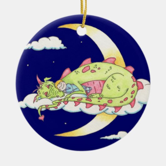 Schlafendrache-Verzierung Keramikornament (Vorne)