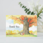 SchlafenFox unter einem Baum danken Ihnen zu Dankeskarte (Stehend Vorderseite)