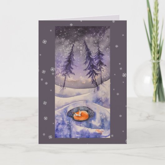 Schlafenfuchskarte Feiertagskarte (Vorderseite)