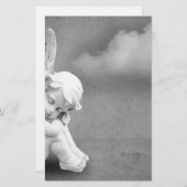 Schlafengel auf grauem Hintergrund, Engelkunst Briefpapier (Vorne/Hinten)