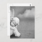 Schlafengel auf grauem Hintergrund, Engelkunst Postkarte (Vorne/Hinten)