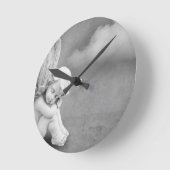 Schlafengel auf grauem Hintergrund, Engelkunst Runde Wanduhr (Winkel)