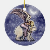 Schlafengel auf Polar Bären Weihnachtskunst Keramik Ornament (Hinten)