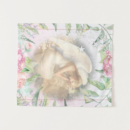 Schlafengel mit Flügelflora Wandteppich (Vorderseite (Horizontal))