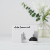 Schlafengraue Katze auf weißem Sofa Visitenkarte (Stehend Vorderseite)