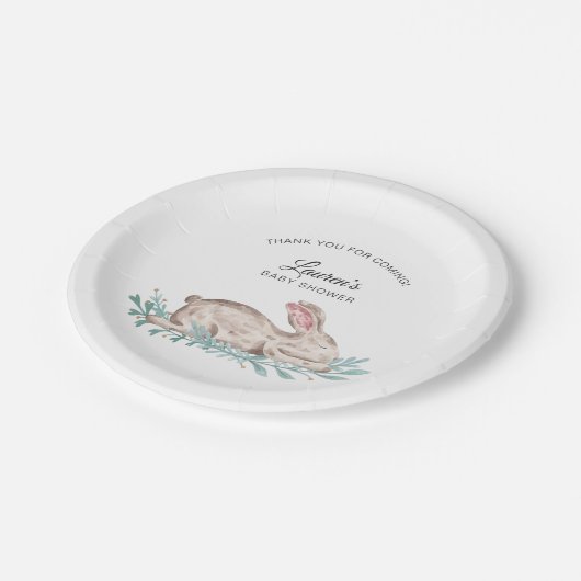 Schlafenhäschen-neutrale Geschlechts-Babyparty Pappteller (Schrägansicht)