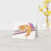 Schlafeningwer-Kätzchen mit Bücher Gruß-Karte Karte (Gelbe Blume)