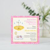 Schläfenjunge Mädchen, pinkfarben gelbe Einladung (Stehend Vorderseite)