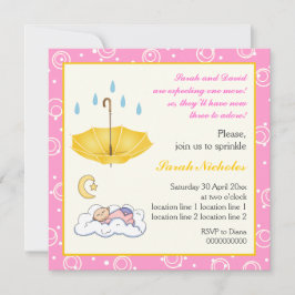 Schläfenjunge Mädchen, pinkfarben gelbe Einladung