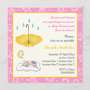 Schläfenjunge Mädchen, pinkfarben gelbe Einladung