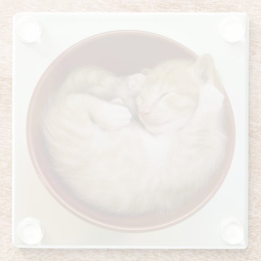 Schlafenkätzchen Glasuntersetzer (Rückseite)