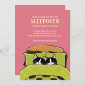 Schlafenkätzchen-Schlummer-Party Einladungen (Vorne/Hinten)