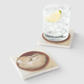 Schlafenkätzchen Steinuntersetzer (Seitenansicht)