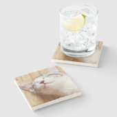 Schlafenkätzchen Steinuntersetzer (Seitenansicht)