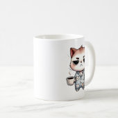 Schläfenkatze mit Kaffee, Grumpy Kitten, Pajama Ca Kaffeetasse (VorderseiteRechts)