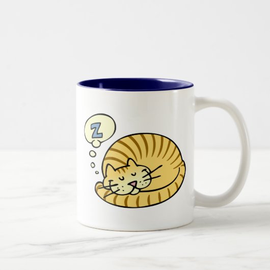 Schlafenkatze Zweifarbige Tasse (Rechts)