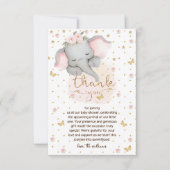 Schläfenlephant Niedlich Baby Girl Dusche Dankeskarte (Vorderseite)