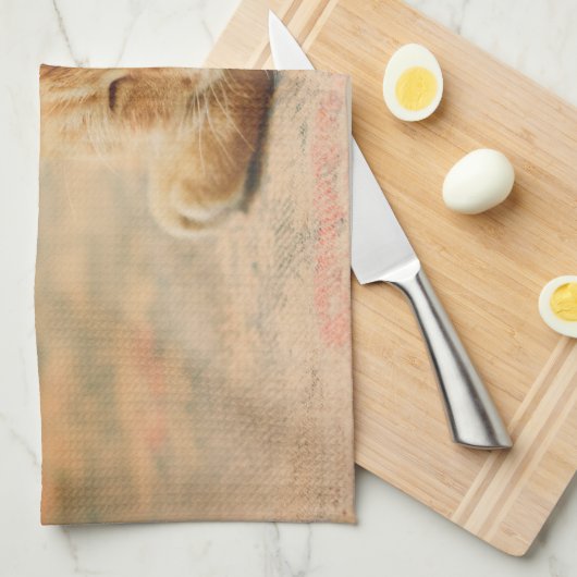 Schlafenorange Tabby-Katze Geschirrtuch (Viertel Falte)