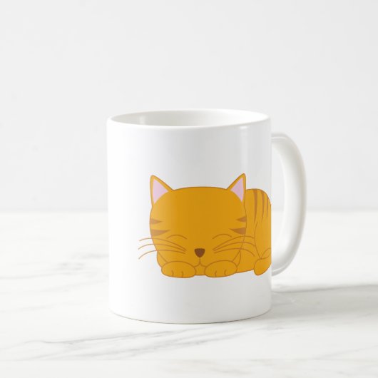 Schlafenorange Tabby-Katze Kaffeetasse (VorderseiteRechts)