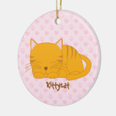 Schlafenorange Tabby-Katze Keramik Ornament (Links)