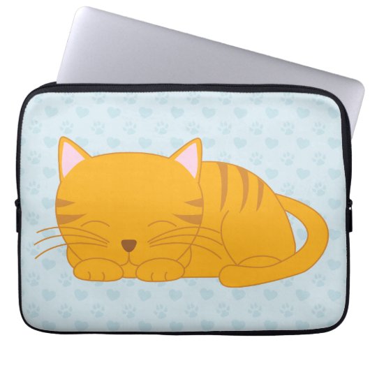 Schlafenorange Tabby-Katze Laptopschutzhülle (Vorderseite)
