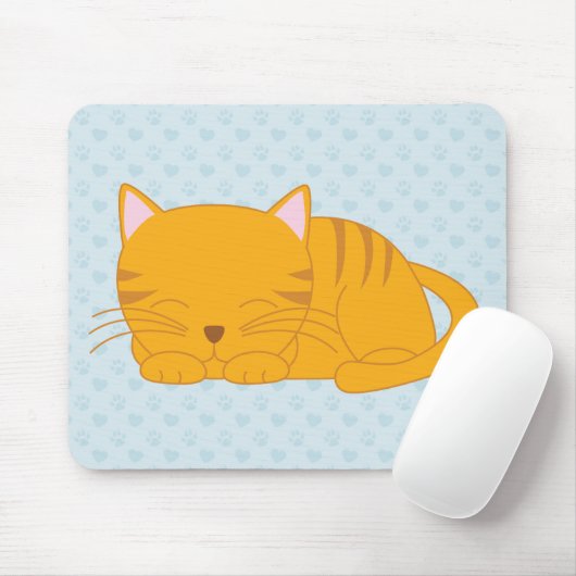 Schlafenorange Tabby-Katze Mousepad (Mit Mouse)
