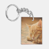 Schlafenorange Tabby-Katze Schlüsselanhänger (Vorderseite links)