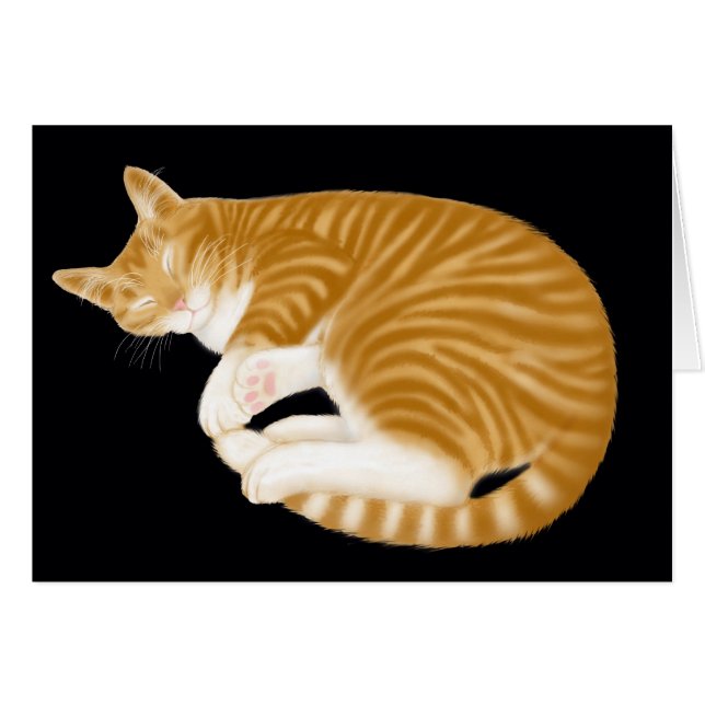 Schlafenorange Tabby-Katzen-Karte (Vorderseite (Horizontal))