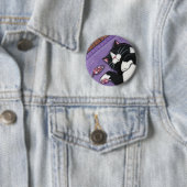 Schlafenschwarze Katze und Spielzeug-Maus - Button (Beispiel)