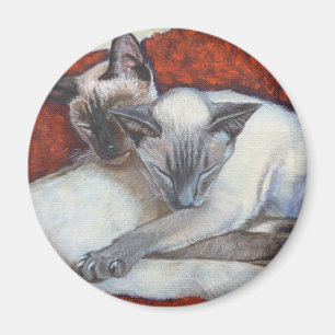 Schlafensiamesische Katzen-Kunst Magnet