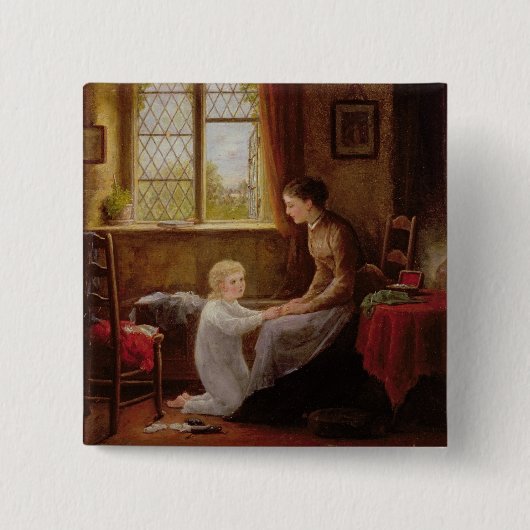 Schlafenszeit, 1890 (Öl auf Platte) Button (Vorderseite)