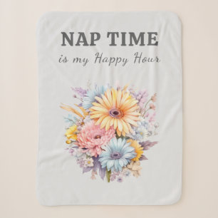 Schlafenszeit Happy Hour Blumen grau Sherpadecke